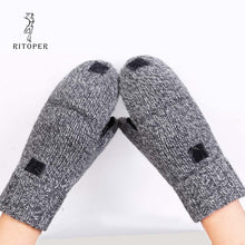 Load image into Gallery viewer, Unisex Thick Plush Fingerless Gloves Wool + Warm